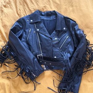 VTG Mona Mode Fringe Biker Jacket